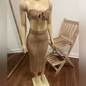 Tan two piece skirt set coverup